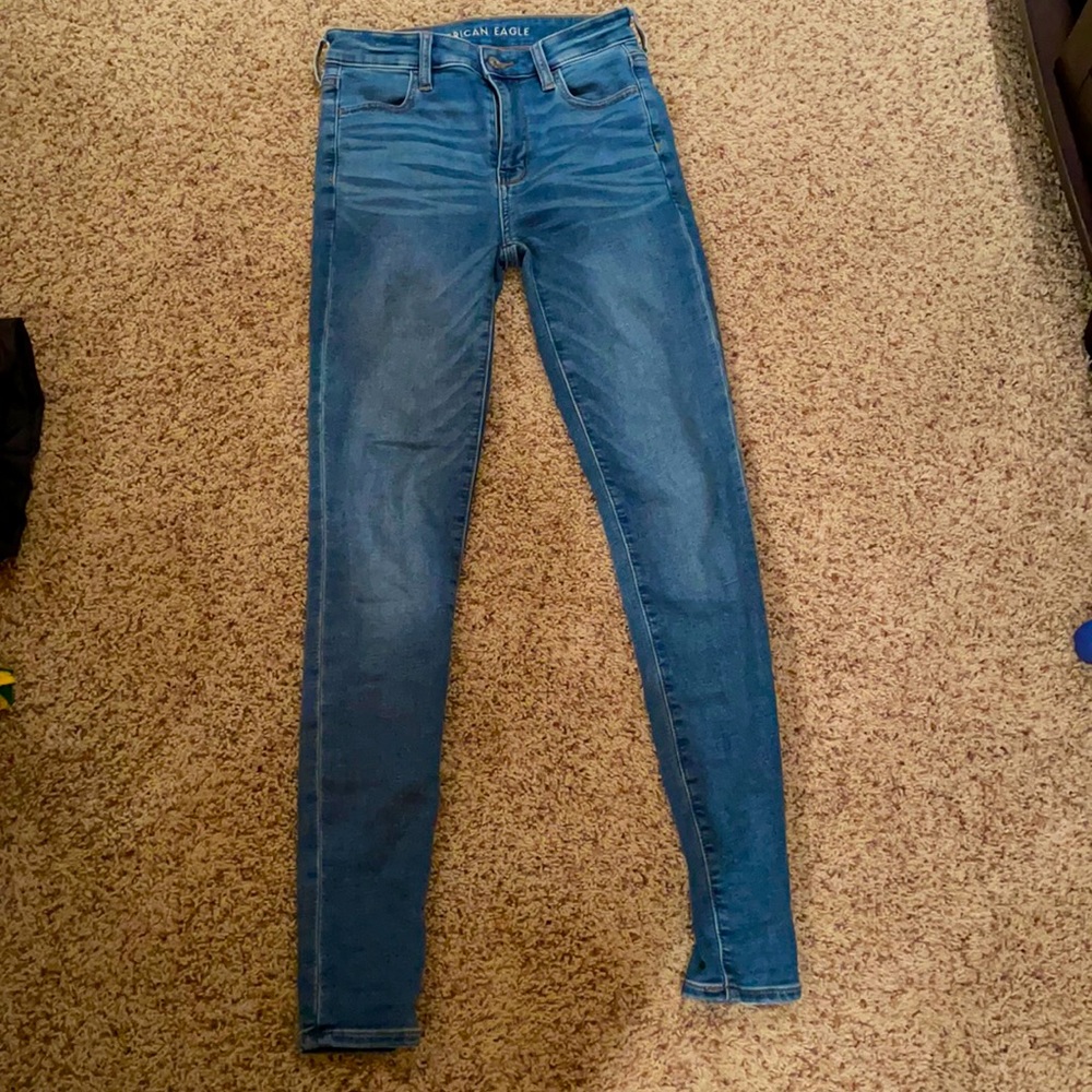 Light blue American Eagle super high rise jeggings